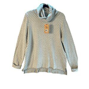 Fatface Women's Grey Geometric Patterned Cowl Neck Blouse Size 18 Oversized